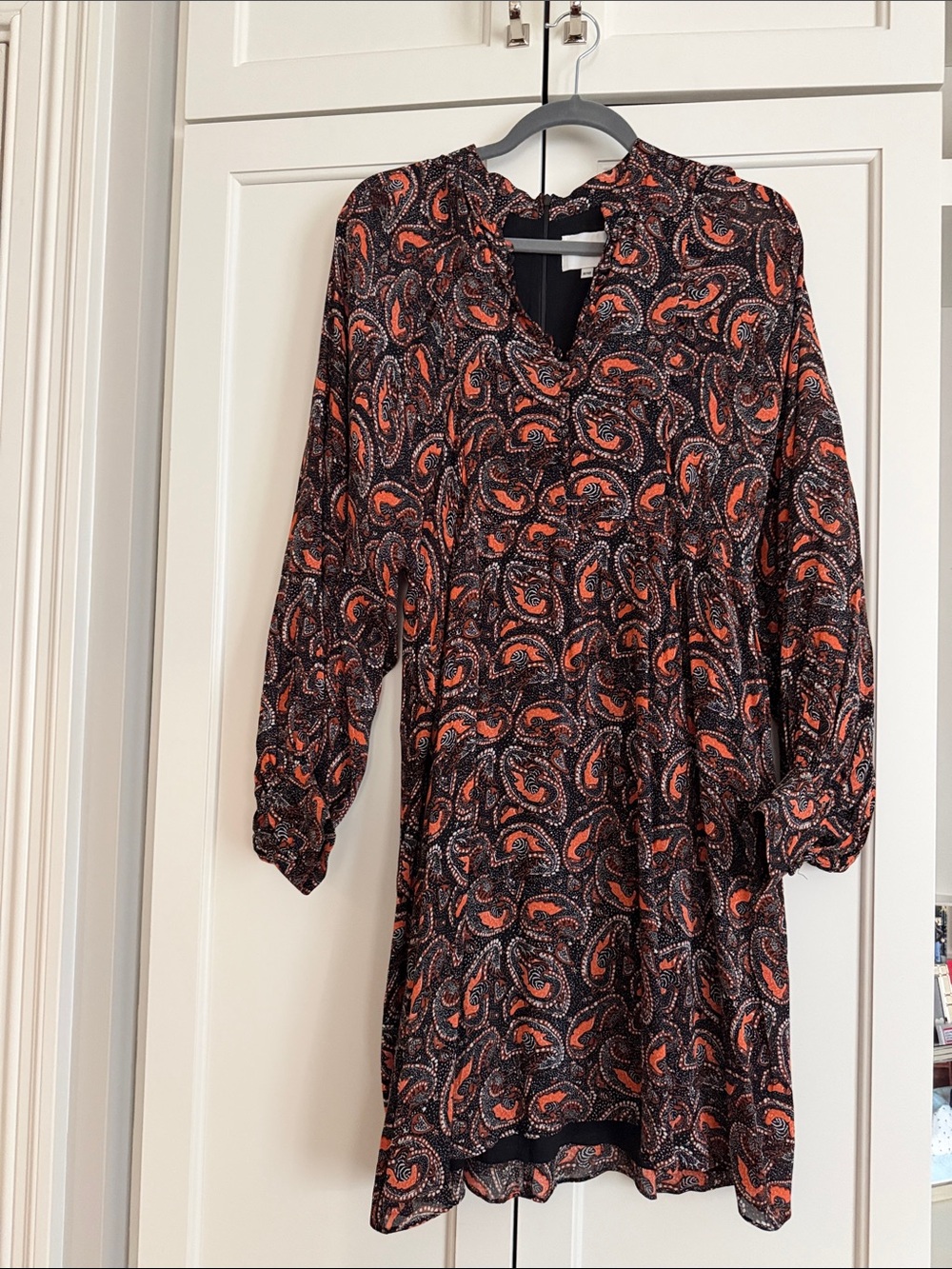 Women’s Black & Orange Paisley Long-Sleeve Dress by Antik Batik size M